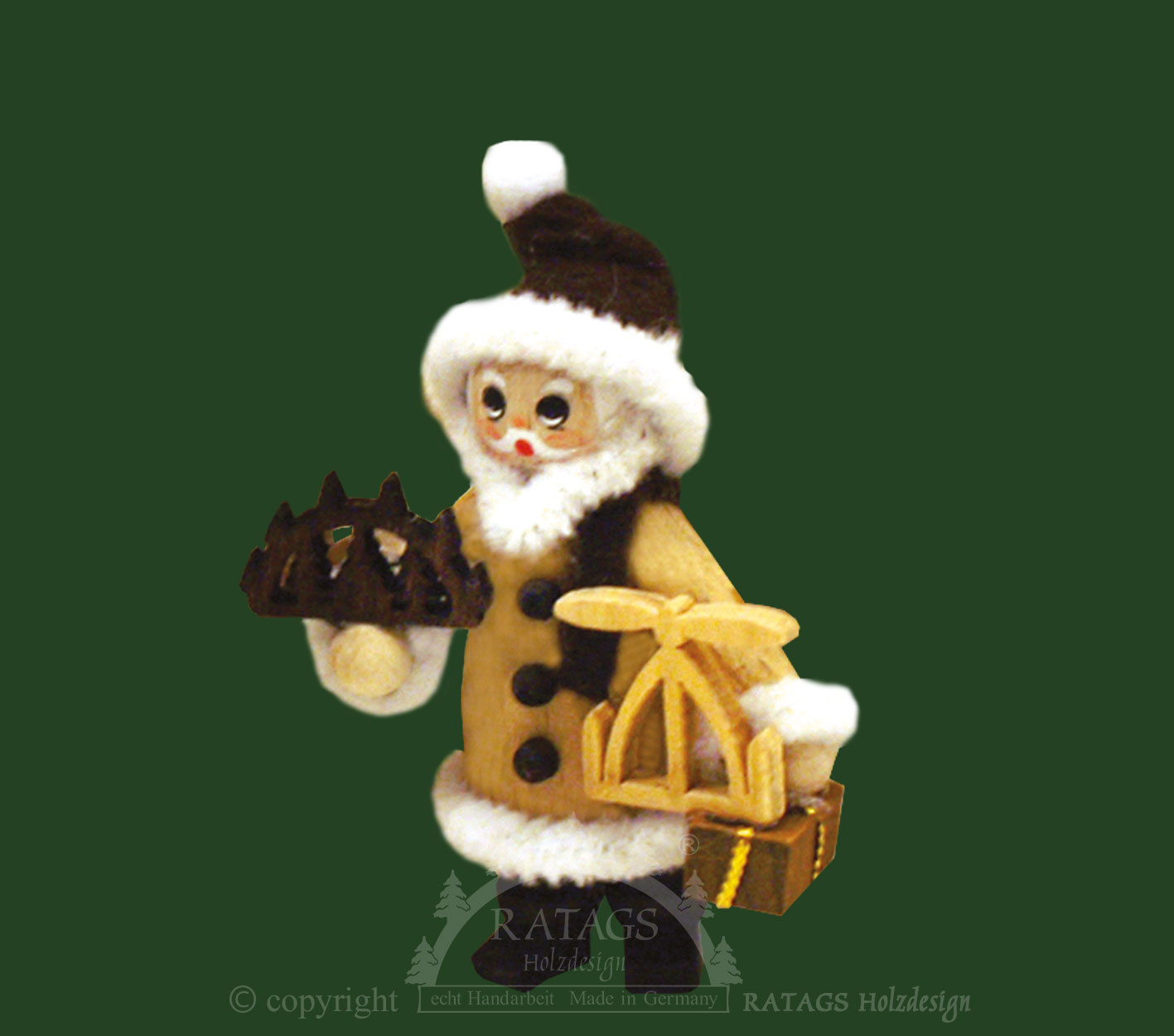 Figur, Weihnachtsmann mit Schwibbogen und Pyramide