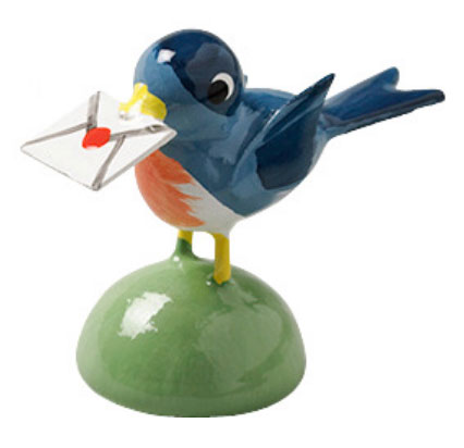 Vogel mit Brief, blau