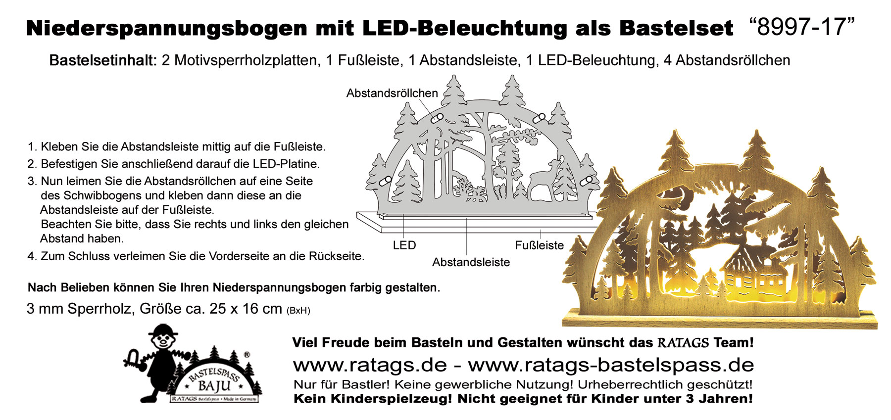 Schwibbogen mit LED zum Basteln Waldhütte Schwibbogen mit LED zum Basteln Waldhütte
