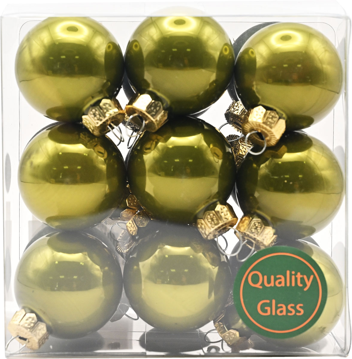Glaskugel, pine green, 30 mm, 18 Stk.