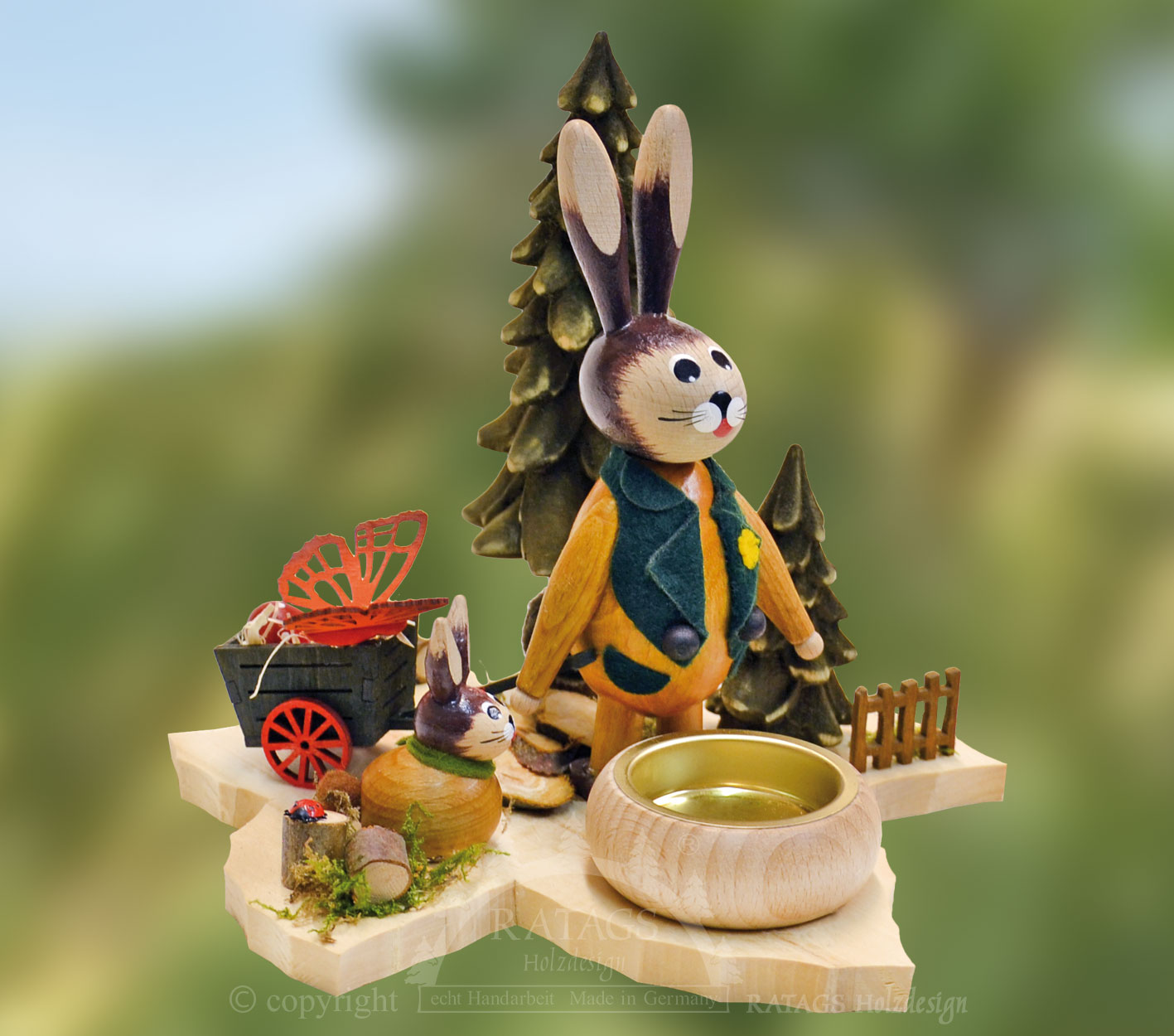 Bunnies on solid wood leaf