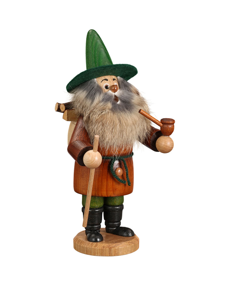 Brown wood collector gnome, 19 cm