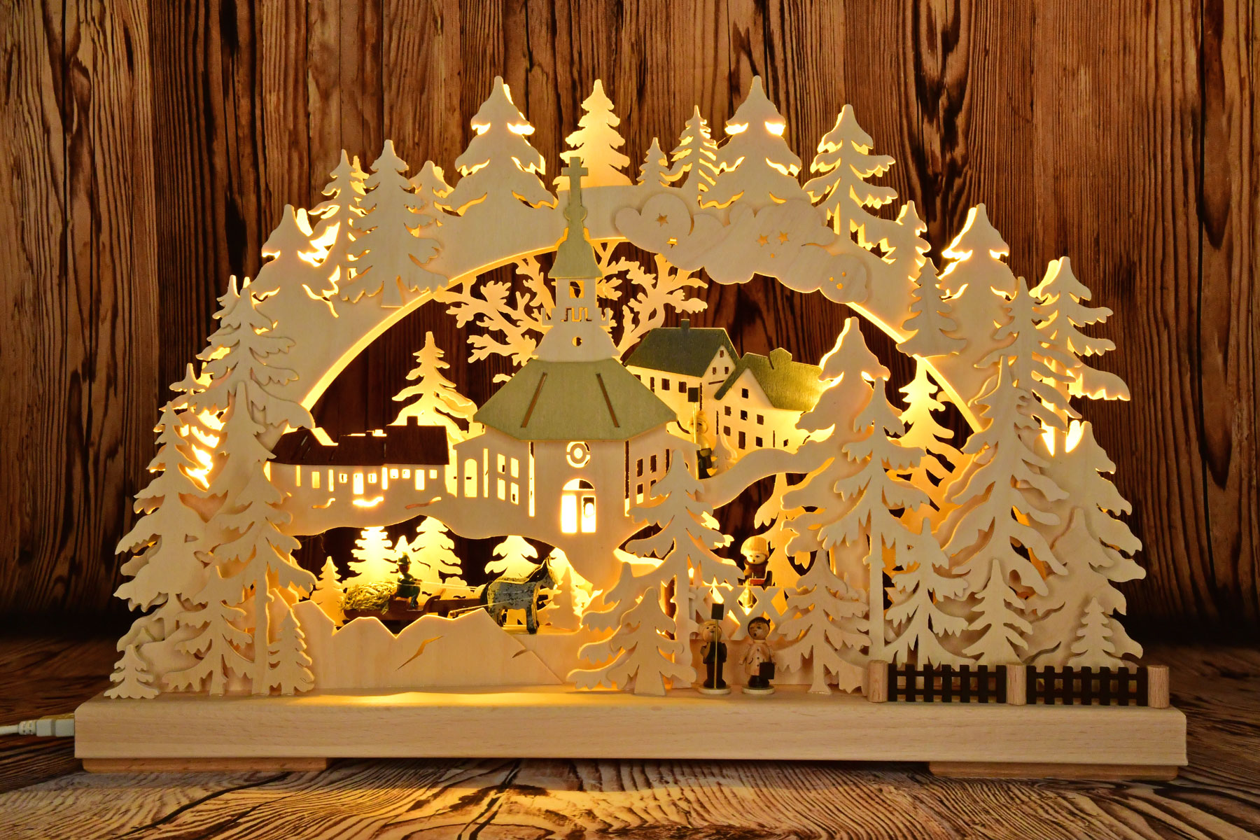 3D-ljusbåge, liten, jul i Erzgebirge