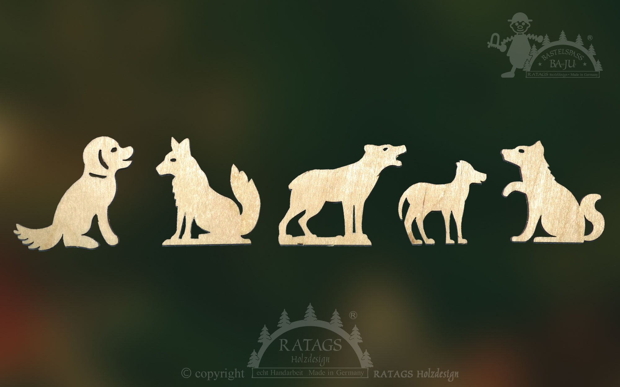 Figure set for crafting, 5-piece dog set