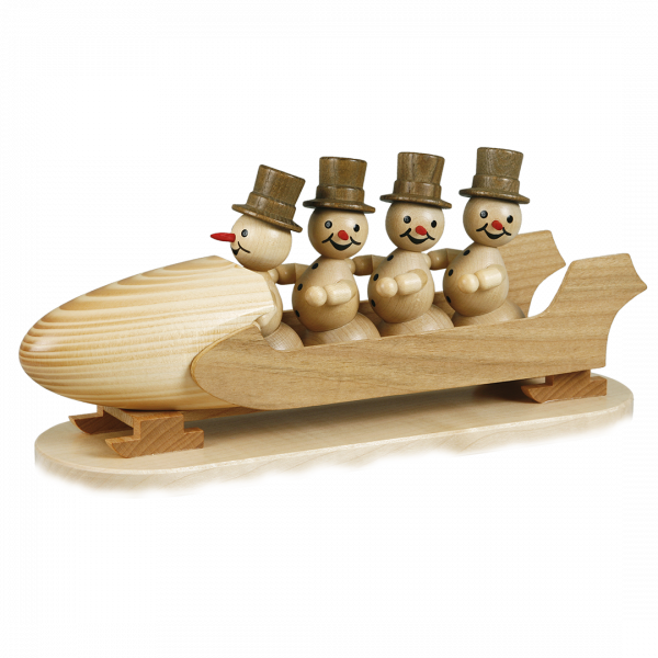 Schneemann "Viererbob" mit Zylinder Sockel 10 cm