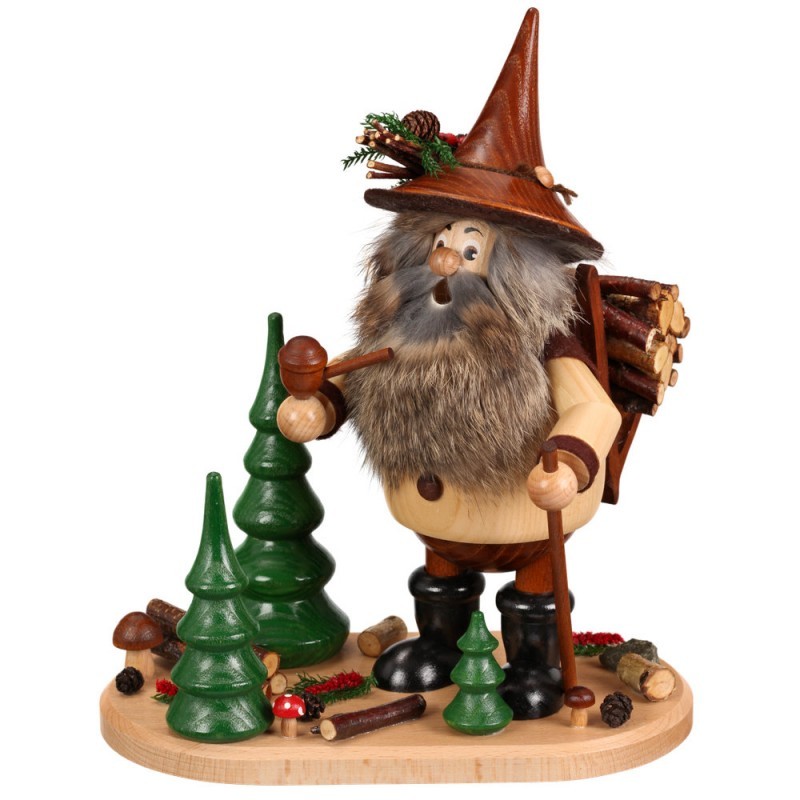 Forest gnome with wooden basket 26 cm