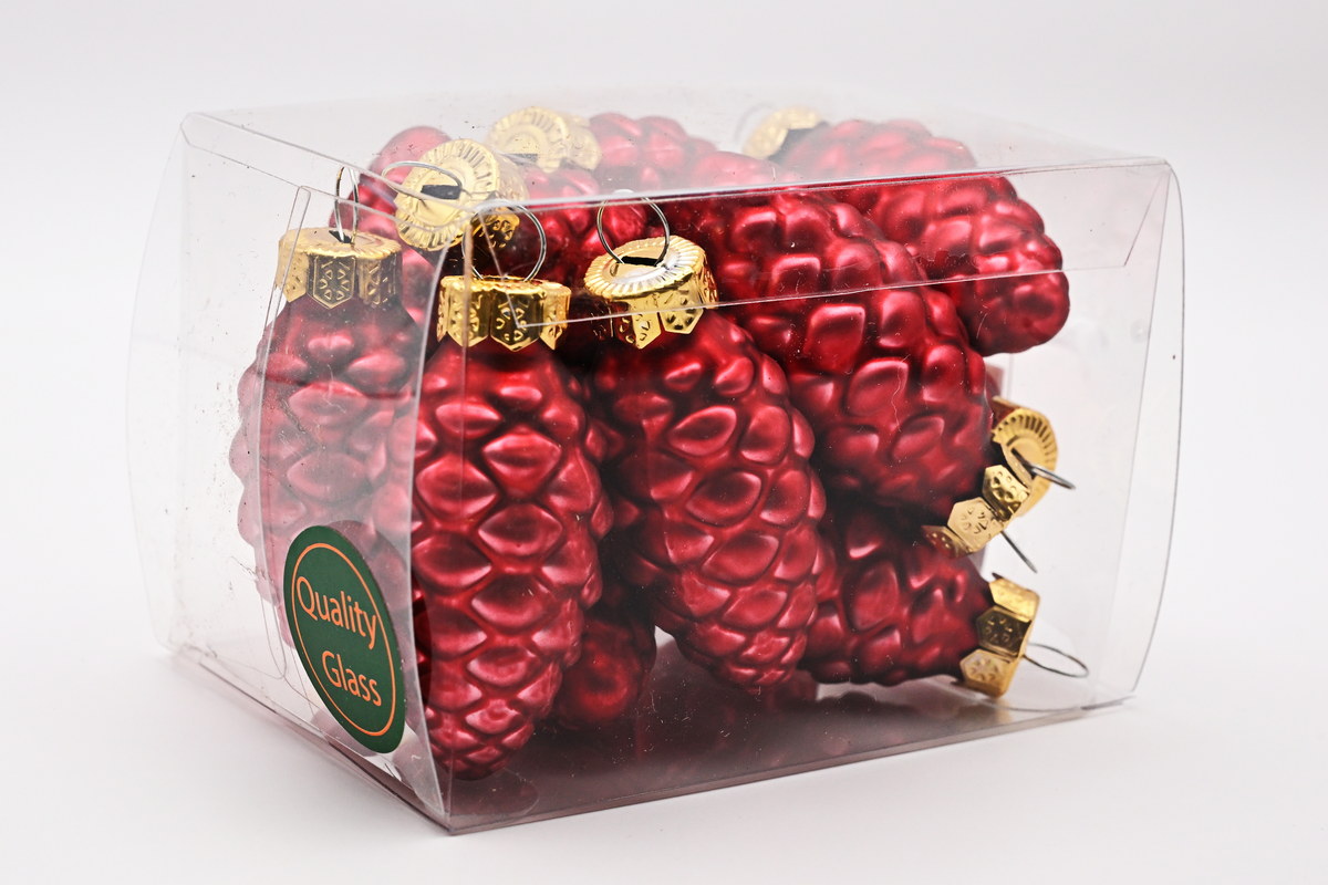 Glaszapfen, rot, 60 mm, 12 Stk.