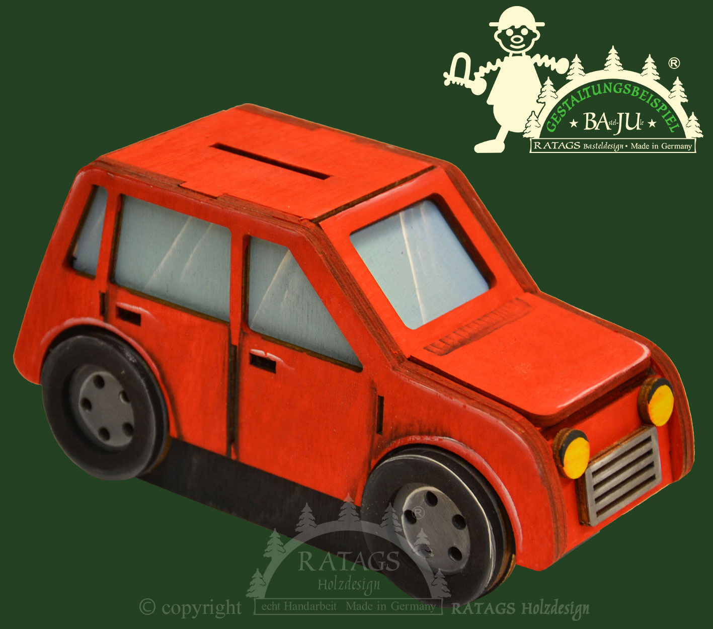 Hucha artesanal, coche