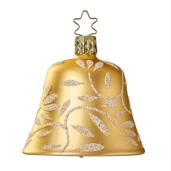 Engel im Ring mit Bäumchen, Glocke, Glasglocke, gold