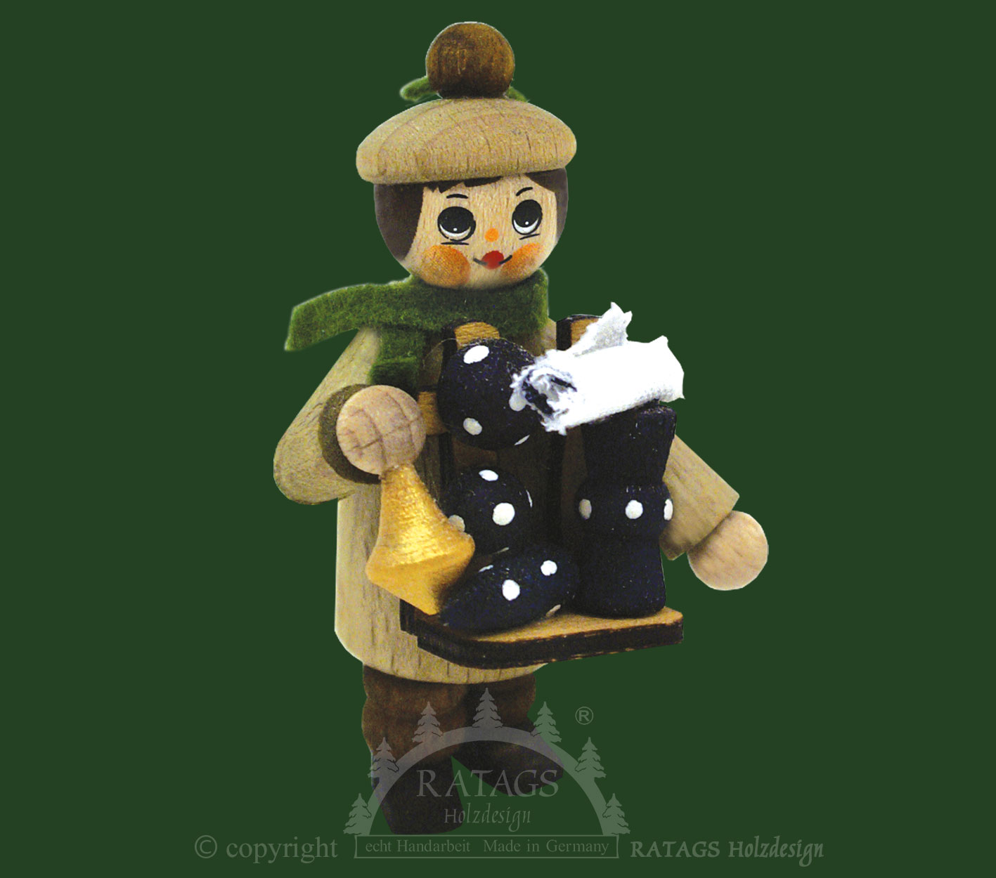 Figure, woodcarver, light green