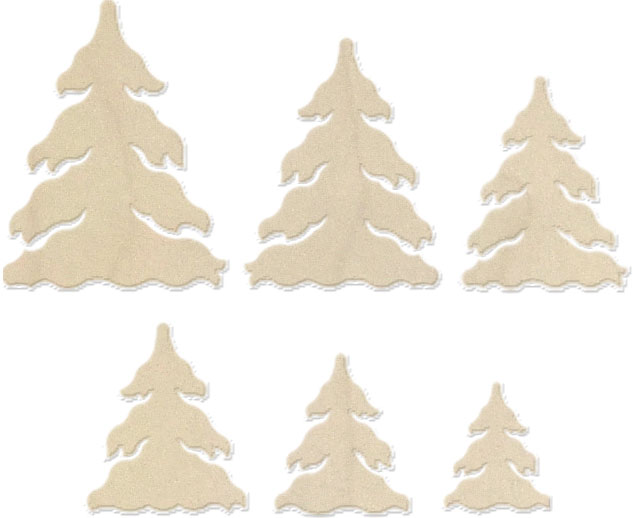 Assorted trees, 6 pieces, 3-9 cm