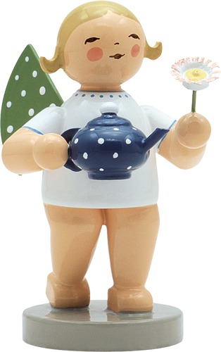 Engel mit Kanne und Blume blondes Haar