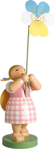 Blumenkind, groß, mit Stiefmütterchen, 92 cm