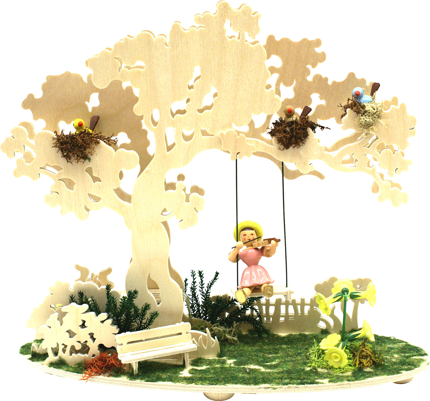 Fille sur une balançoire, rose, piles incluses