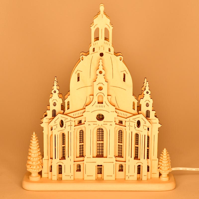 SB-LED Motiv Frauenkirche Dresden, Massivholzgrundplatte