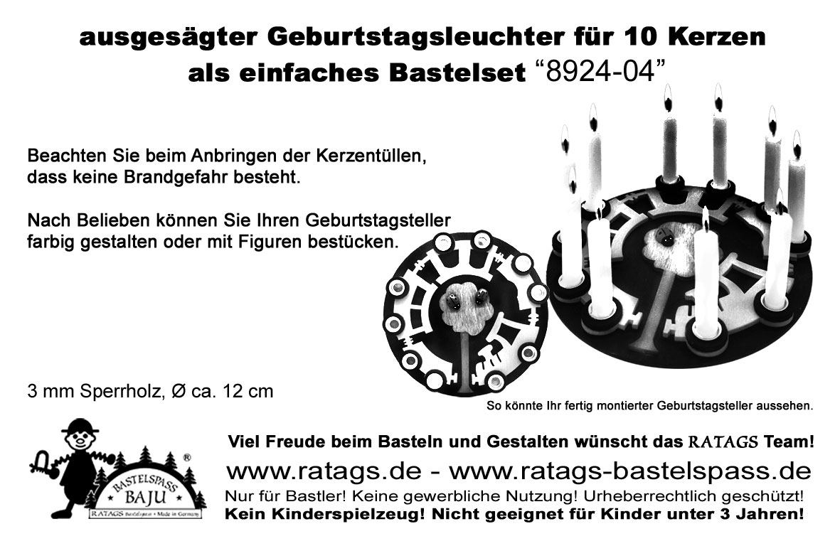 Geburtstagsleuchter Eisenbahn zum Bastel für 10 Kerzen