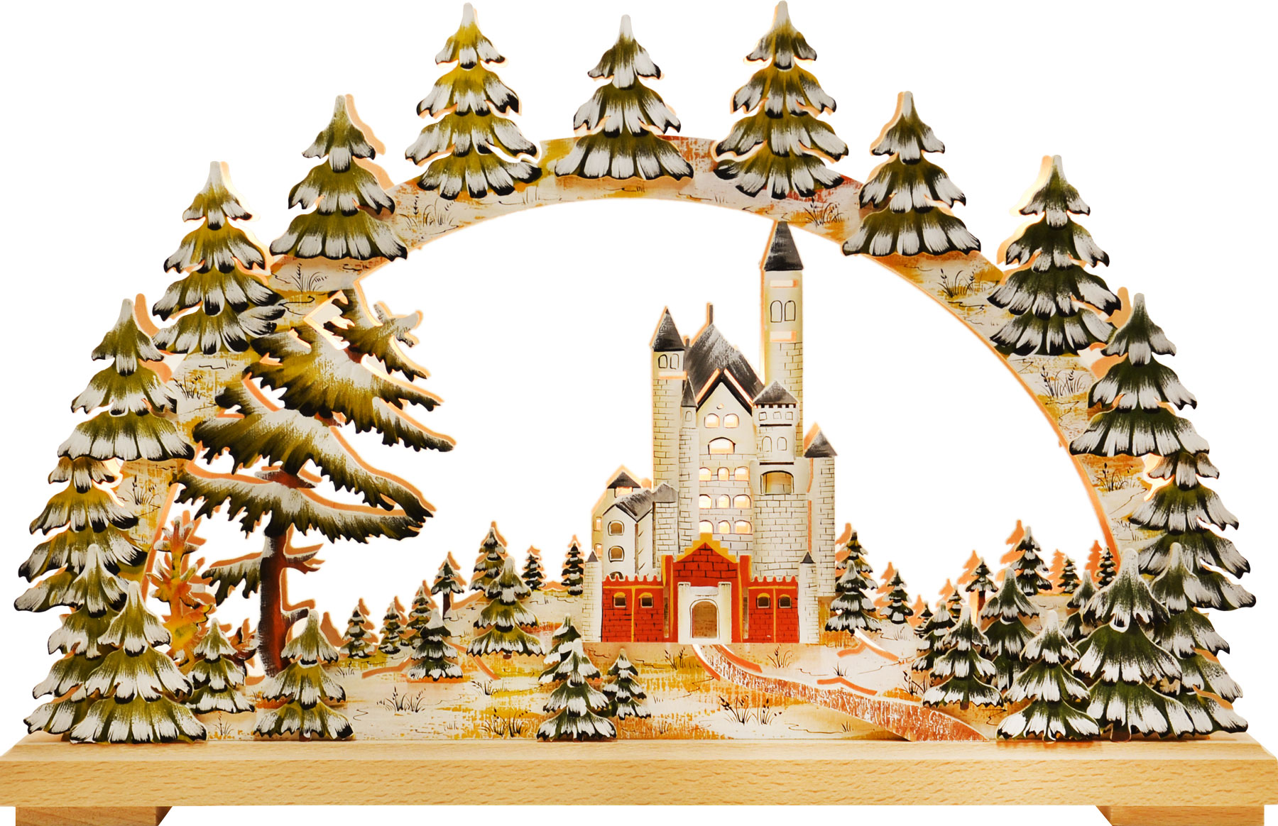 Small candle arch, Neuschwanstein, hand-painted winter design