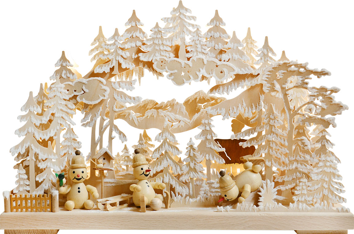 Small 3D candle arch, snowman paradise, hoarfrost