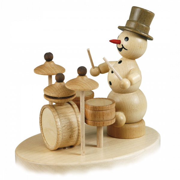 Schneemannmusikant "Schlagzeug" Sockel 12 cm