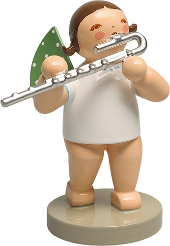 Engel mit Bassflöte dunkles Haar