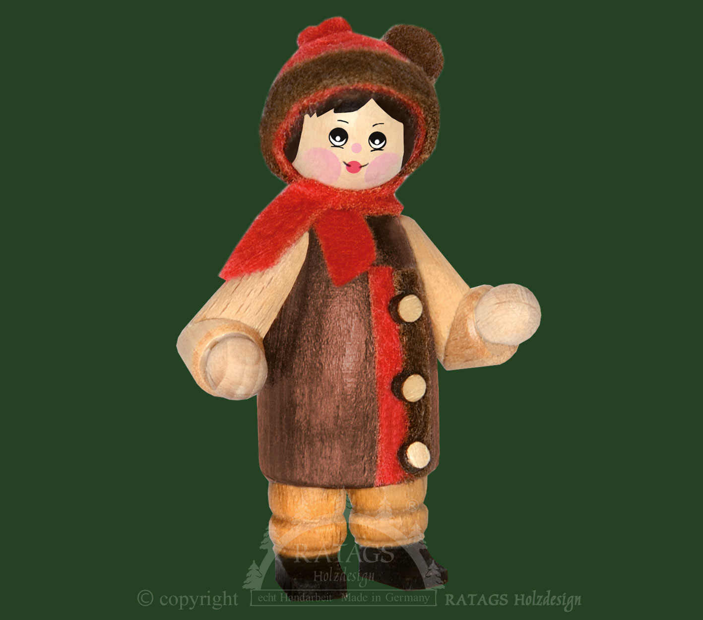 Figur, Junge mit rotem Schal und Mütze