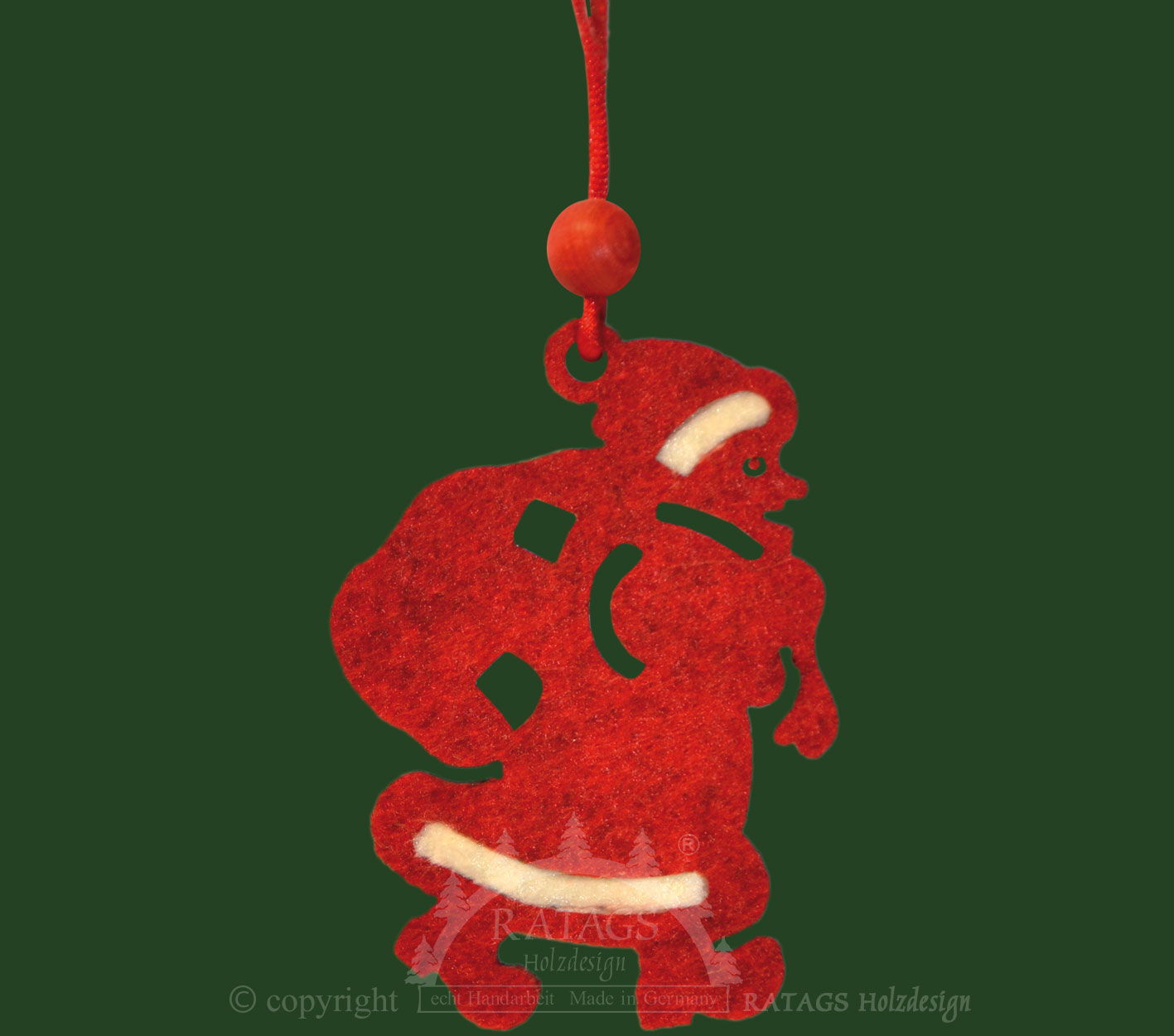 Baumbehang zum Basteln, Weihnachtsmann Material Filz, Länge ca. 10 cm