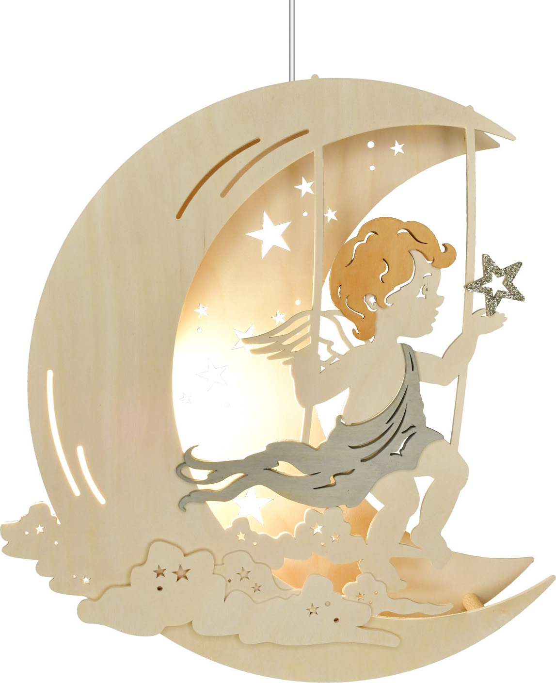Window picture, illuminated, star angel 220 V, LED E14