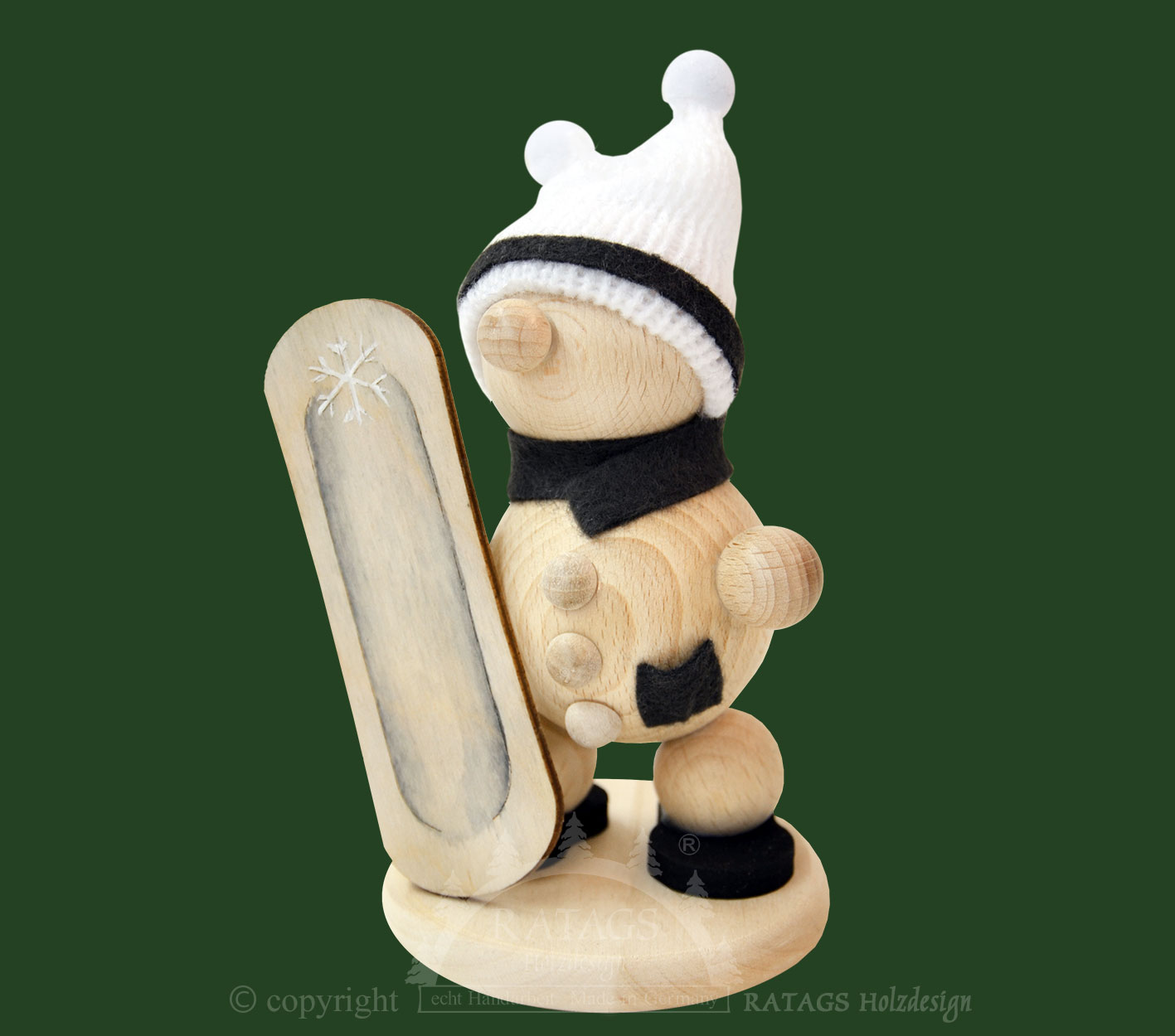 Snowman with snowboard