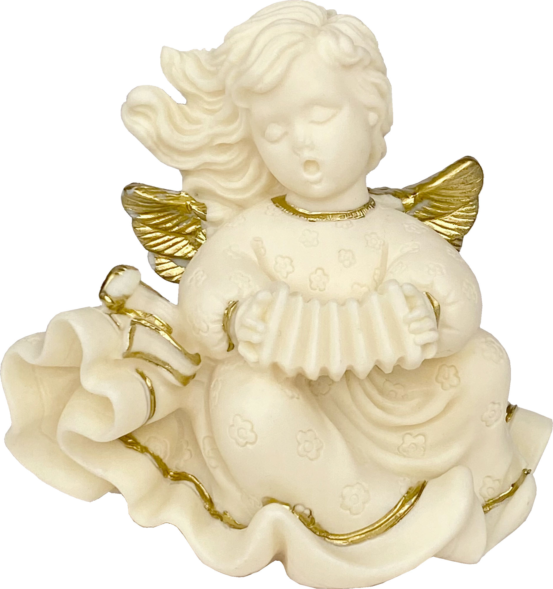 Poly angel with harmonica, gold-plated FARO Italy