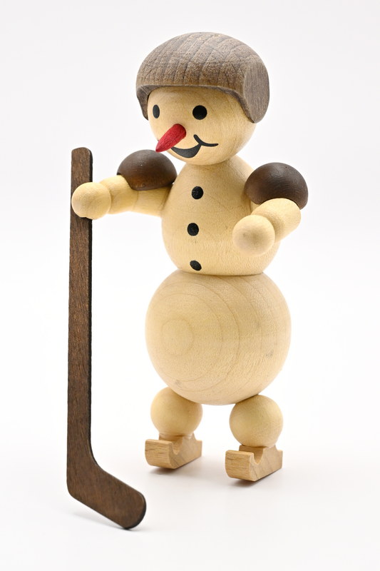 Schneemann "Eishockeyspieler", stehend Helm  ohne Sockel 10 cm