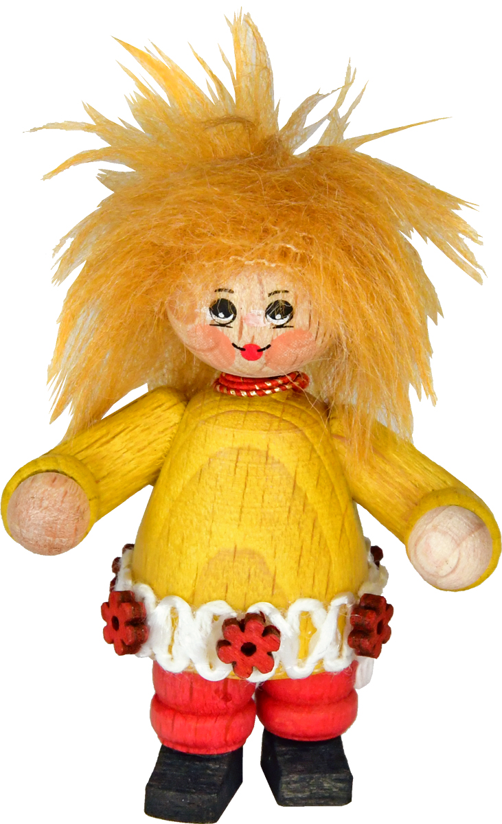 Sammler-Püppchen Figur, Mädchen rot/gelb, Blümchen