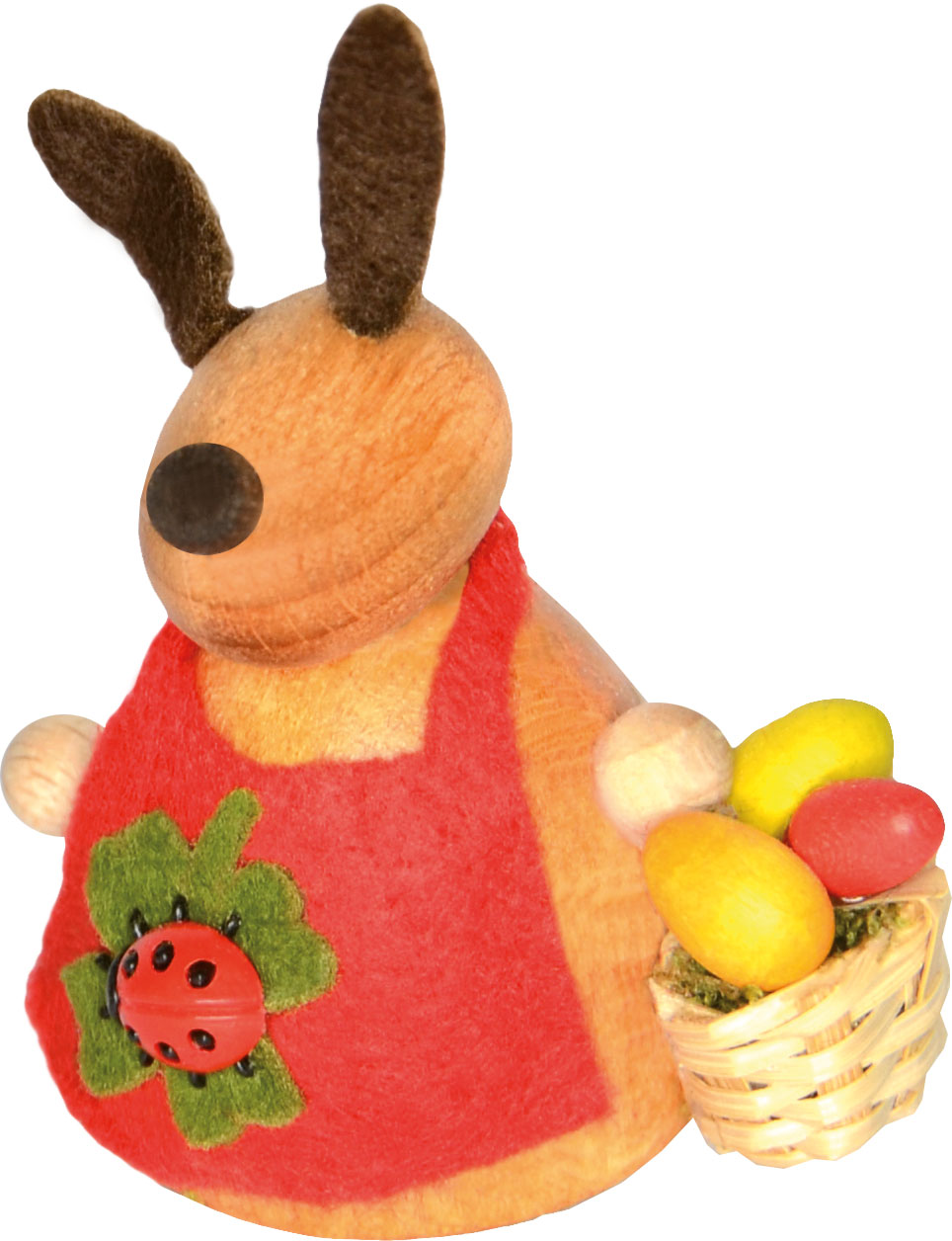 Bunny with egg basket, ladybird, red