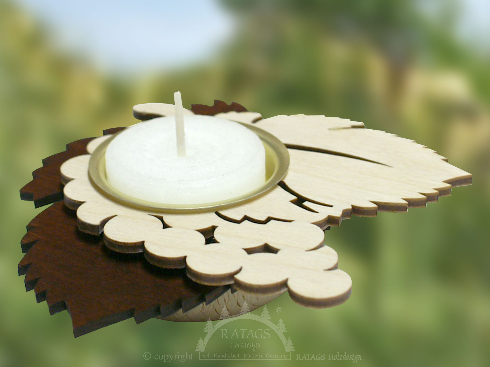 Tealight holder wine, leaf stained