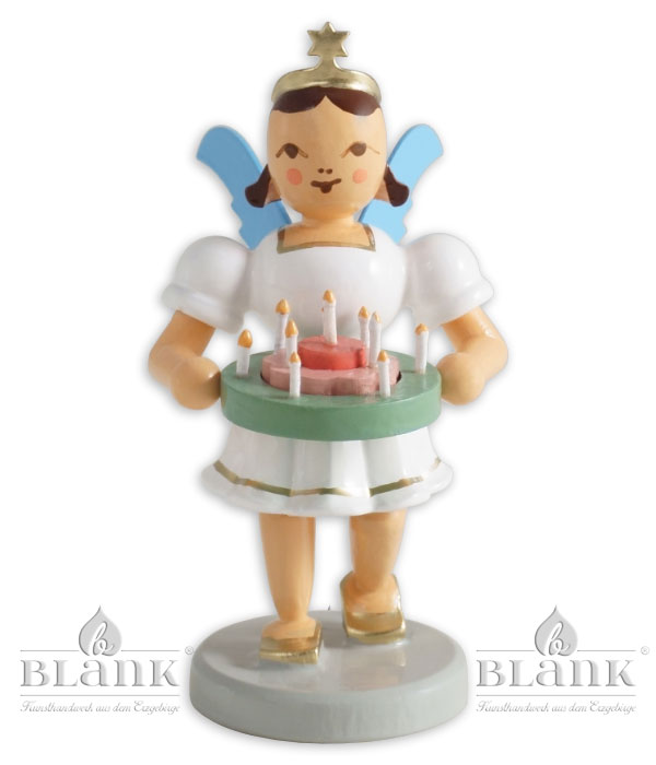 Angel with short skirt, coloured festive wreath