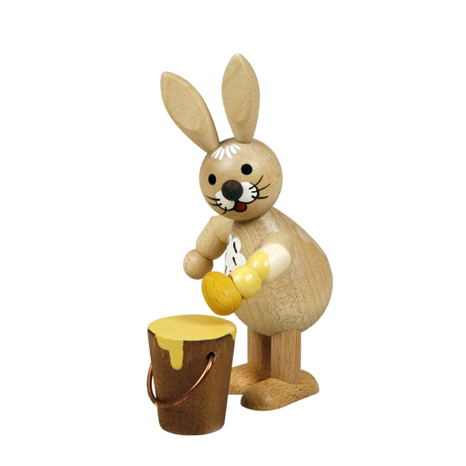 Easter bunny with paint bucket, natural, 9 cm