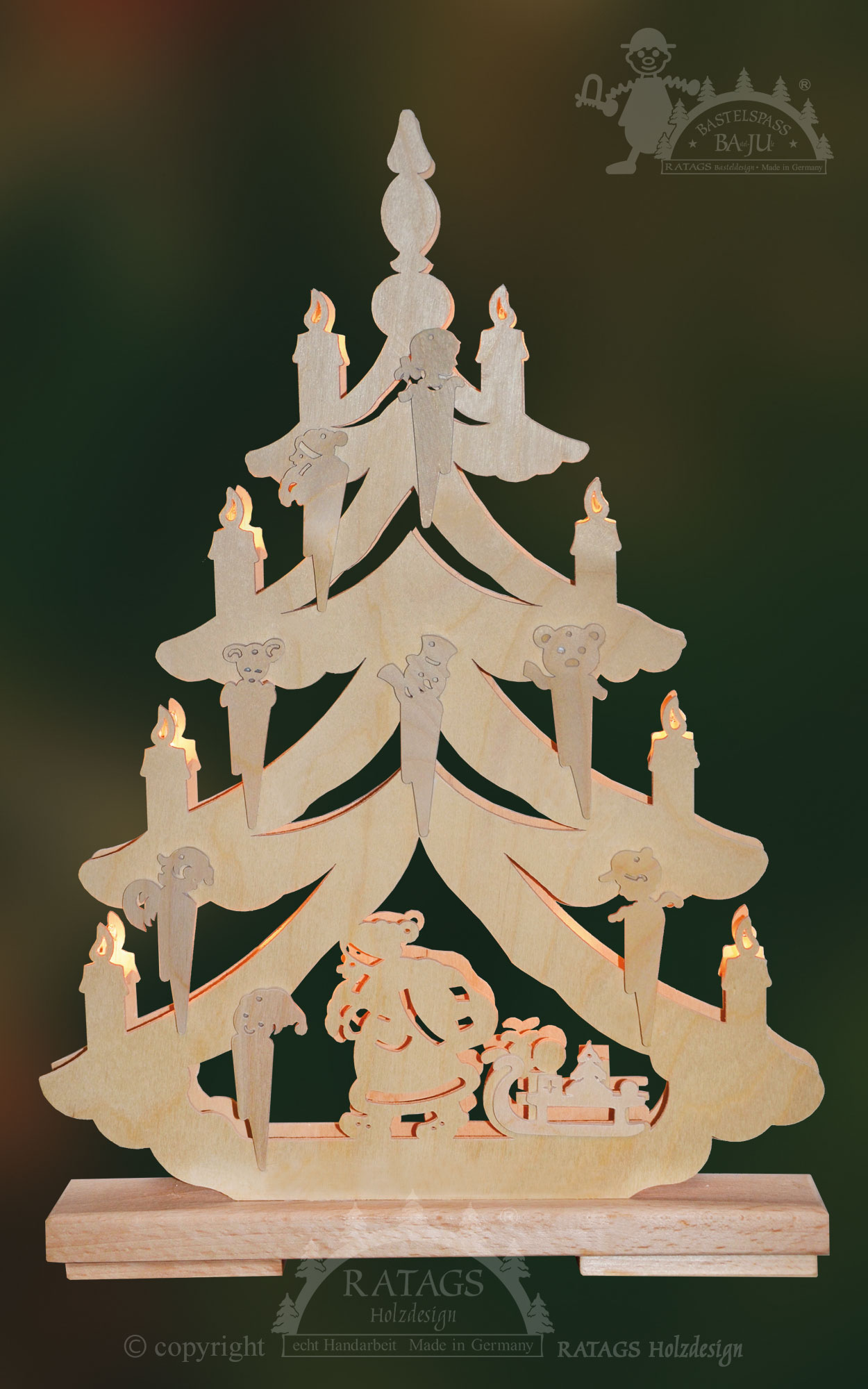 Fir tree for crafting, small Santa Claus