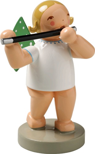 Engel mit Querflöte blondes Haar