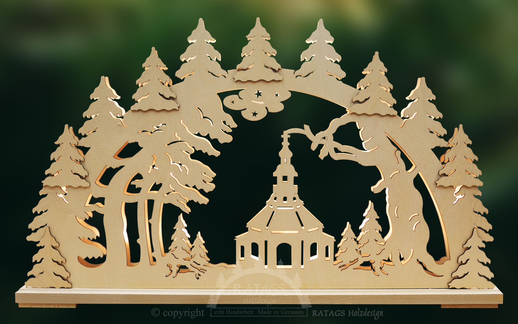 Arco luminoso da costruire, grande, casa nel bosco, base stretta