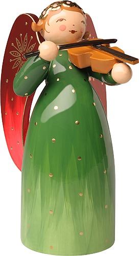 Engel reich bemalt, grün, mit Violine