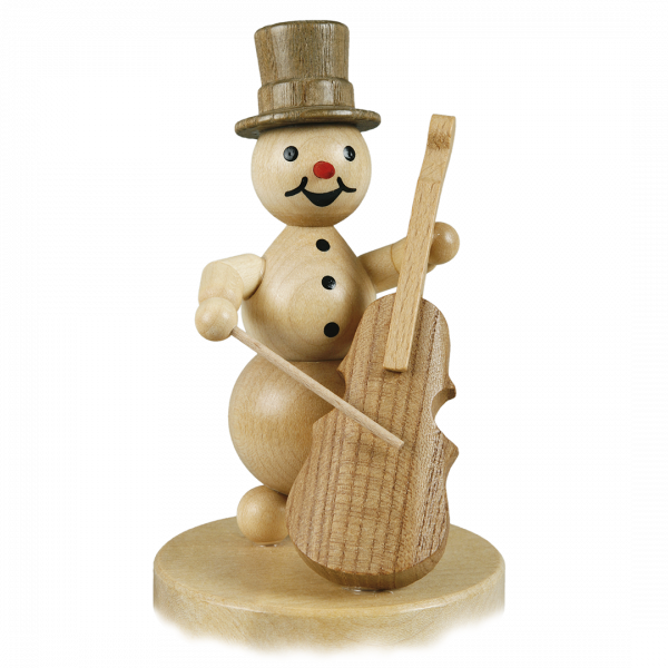 Schneemannmusikant "Bassgeige" Sockel 12 cm