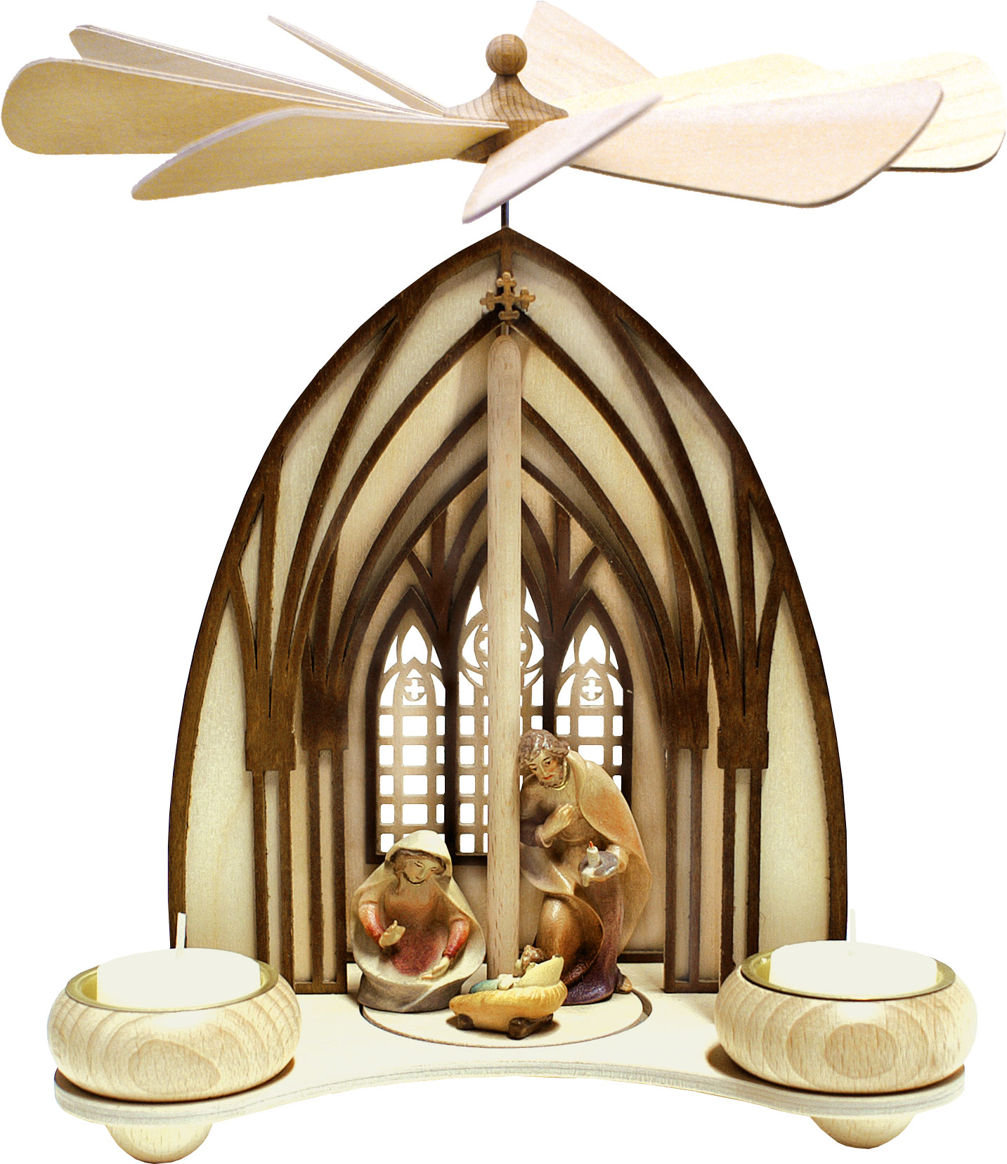 Cathedral pyramid, Holy Family, hand-painted in colour