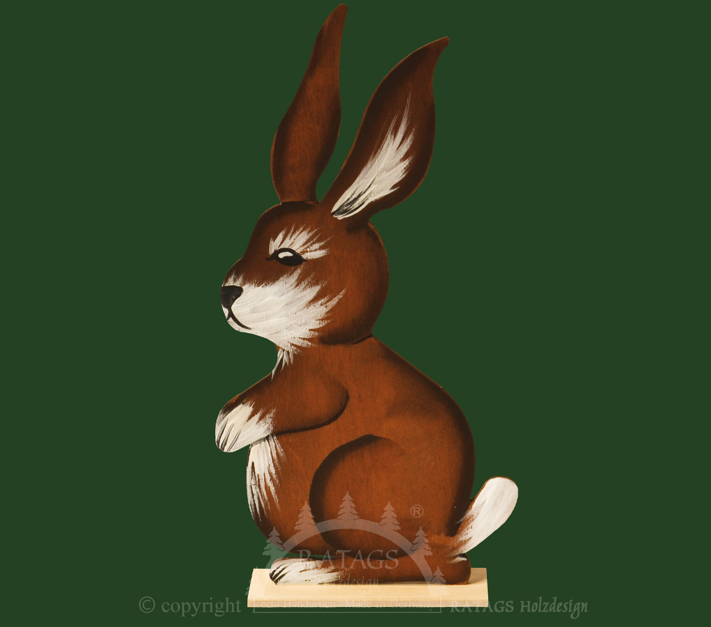 Bunnies for crafting and painting, made of plywood, with base plate, height approx. 17 cm.