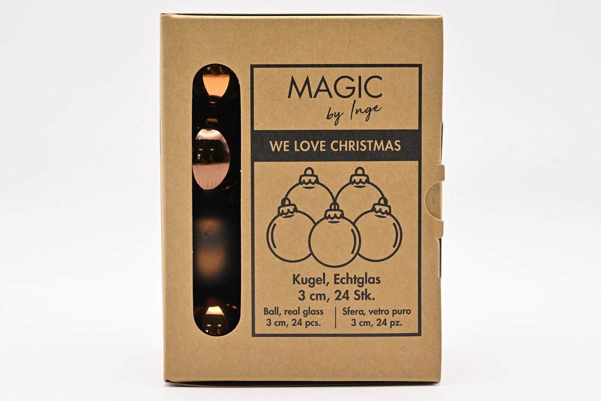 Glass baubles, 3 cm, 24 pcs, brown