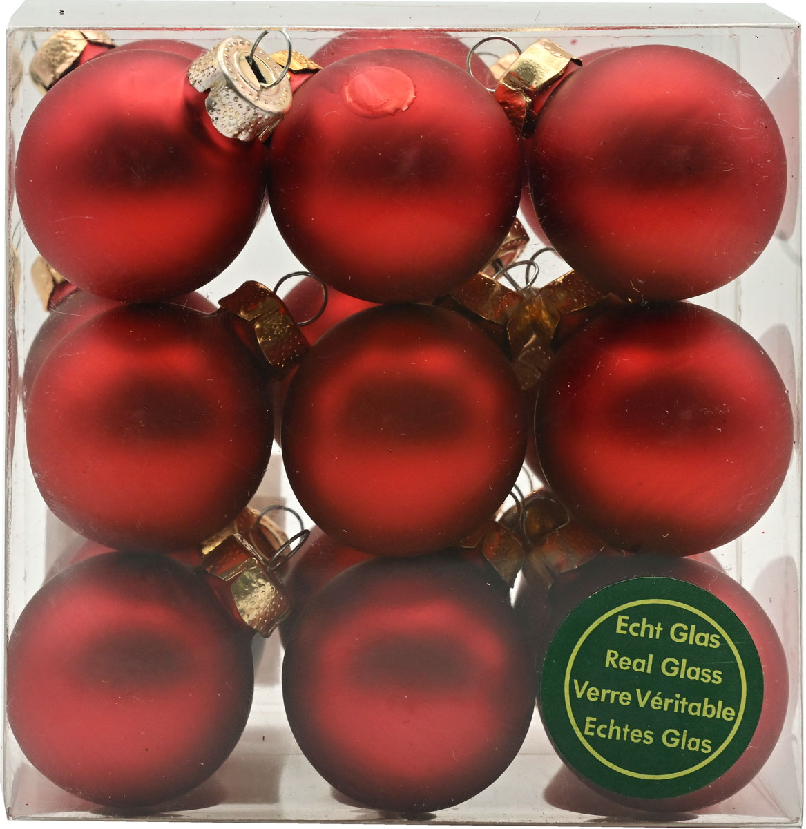 Glaskugel, rot matt, 30 mm, 18 Stk.