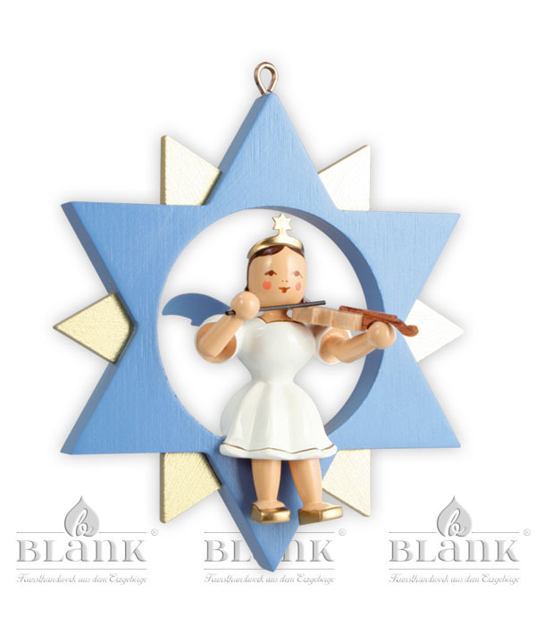 Engel im Stern, Violine farbig, 9 cm