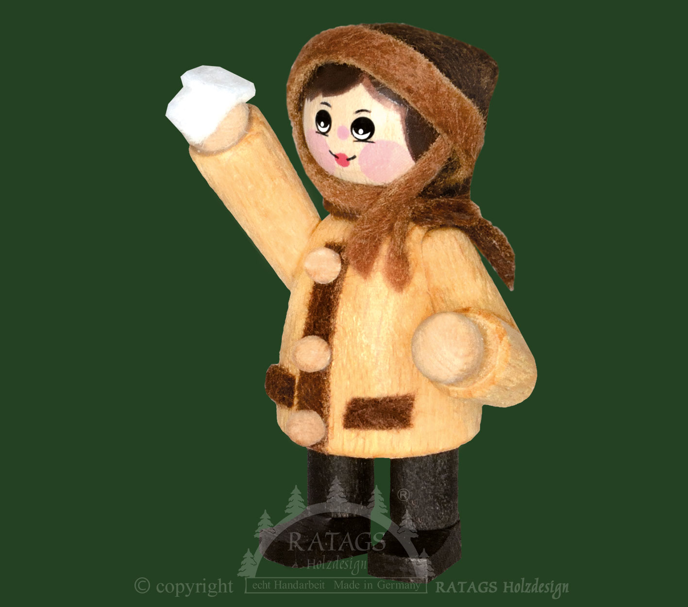 Collector's doll, boy with bobble hat and raised hand