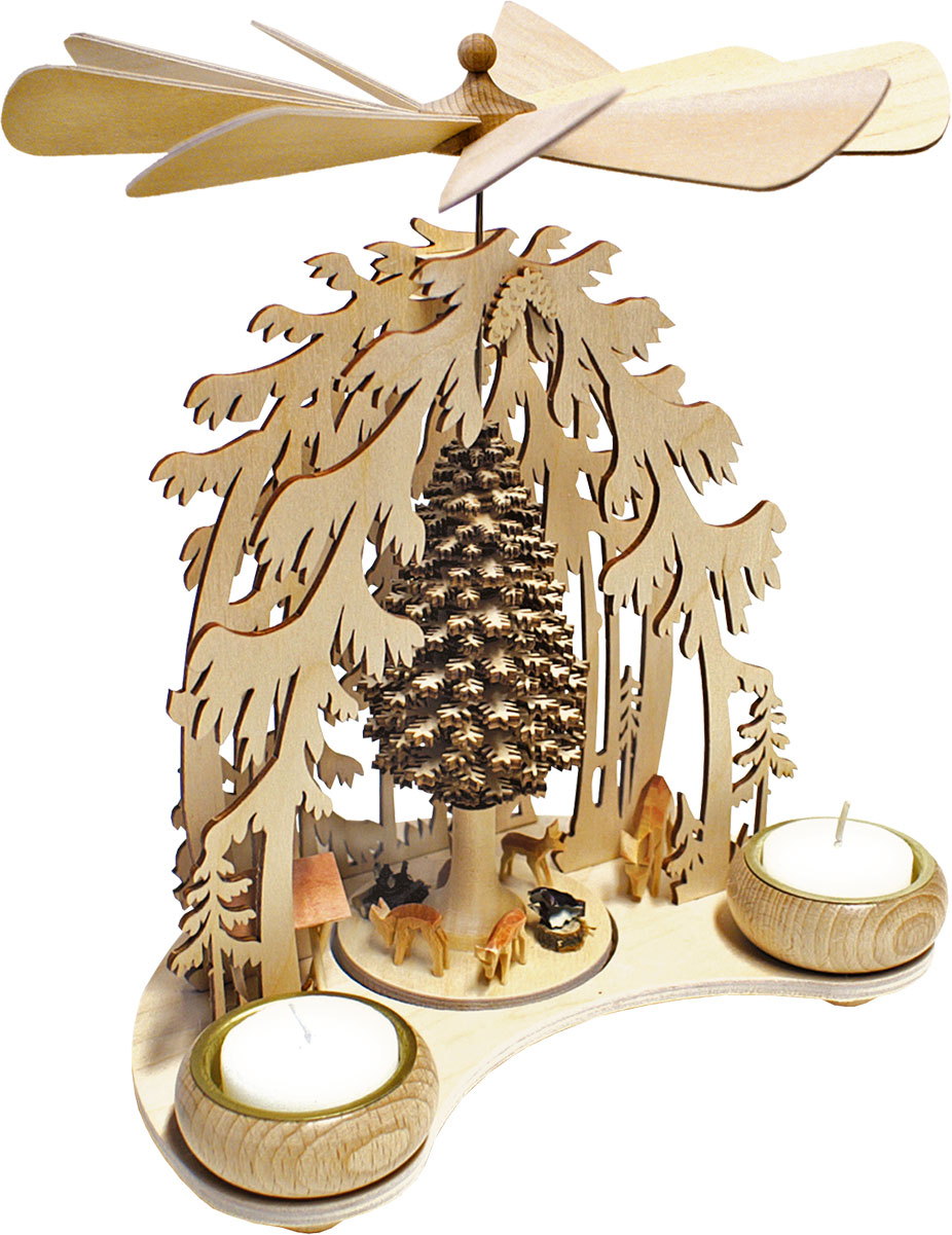 Pyramid, forest clearing, deer