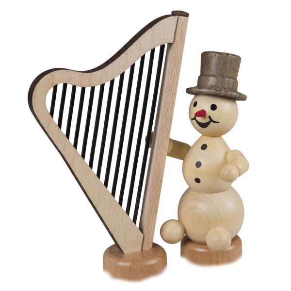 Snowman musician, harp base 12 cm