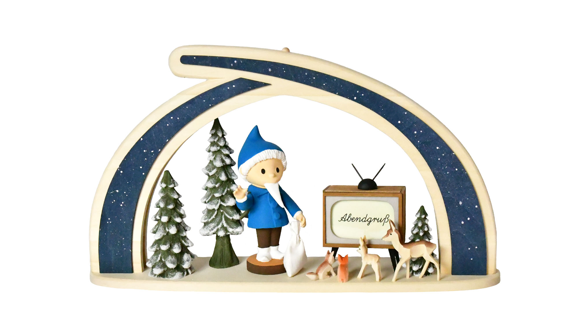 Solid wood arch, Sandman with TV 65 years of Sandmann