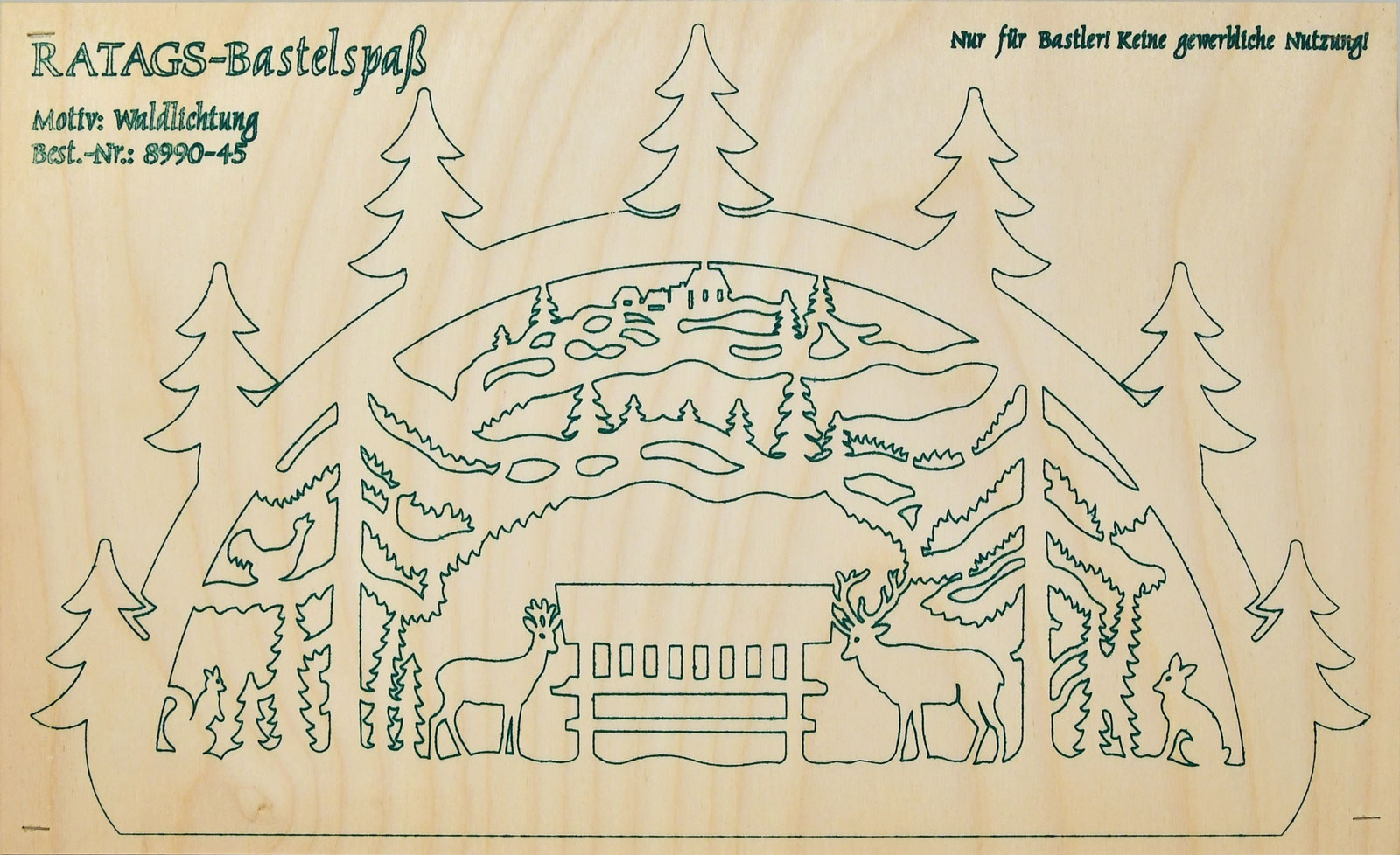 2 Motivsperrholzplatten, Selbstaussägen Schwibbogen, klein, Waldlichtung